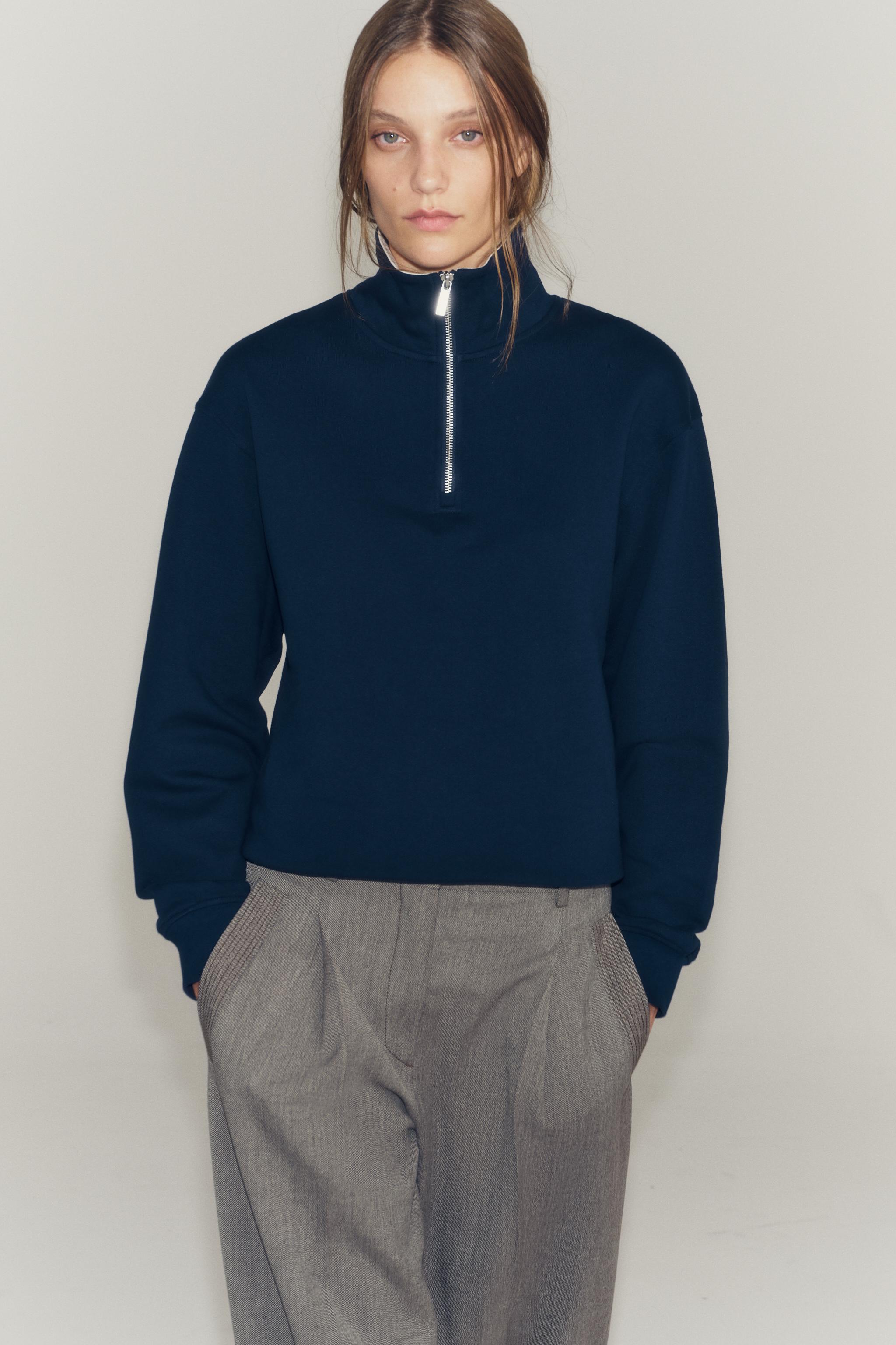 ZIP-UP SWEATSHIRT — Blue