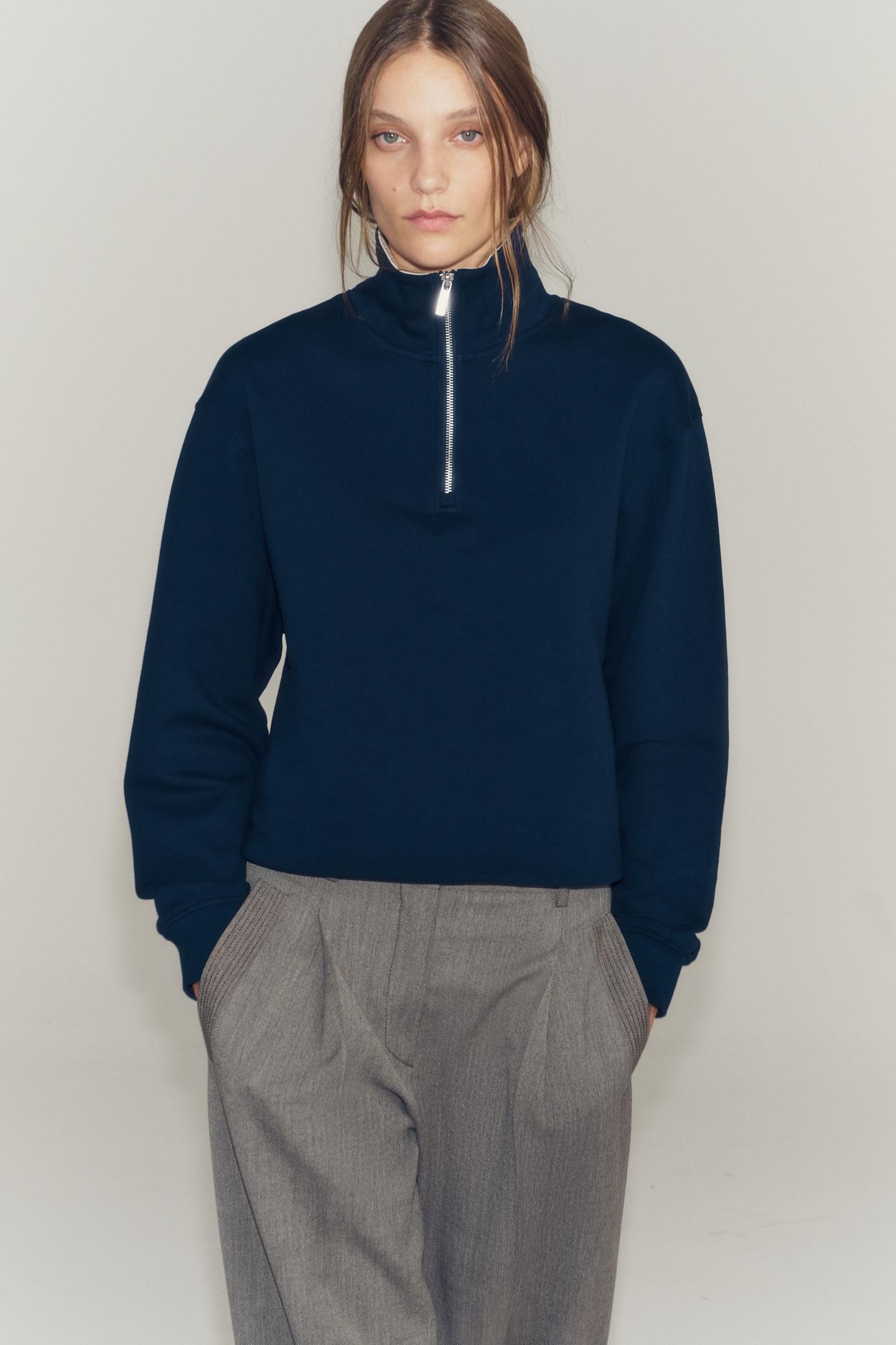 Женская толстовка Zara Zip-Up, цвет: Синий — фото 2