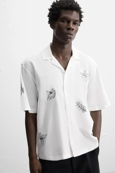EMBROIDERED COTTON/LINEN SHIRT - White by Zara - Image 4