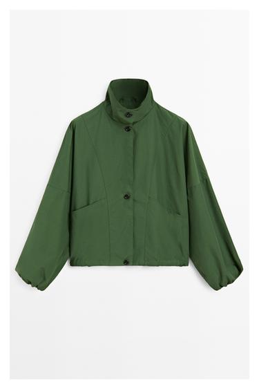 Zara Bomber jacket with puff sleeves - Mid-green