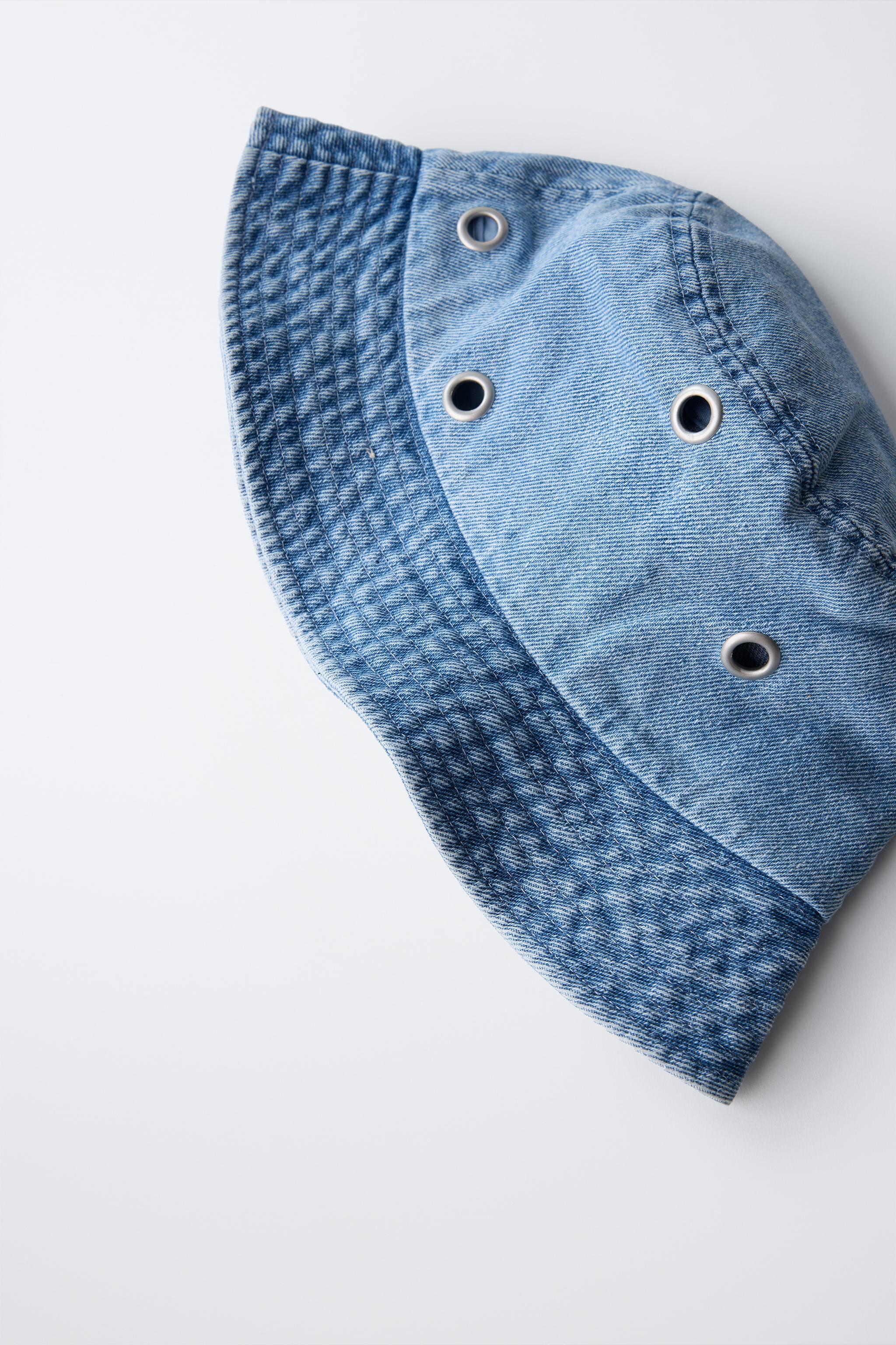 DENIM BUCKET HAT WITH EYELETS - Light blue | ZARA United States