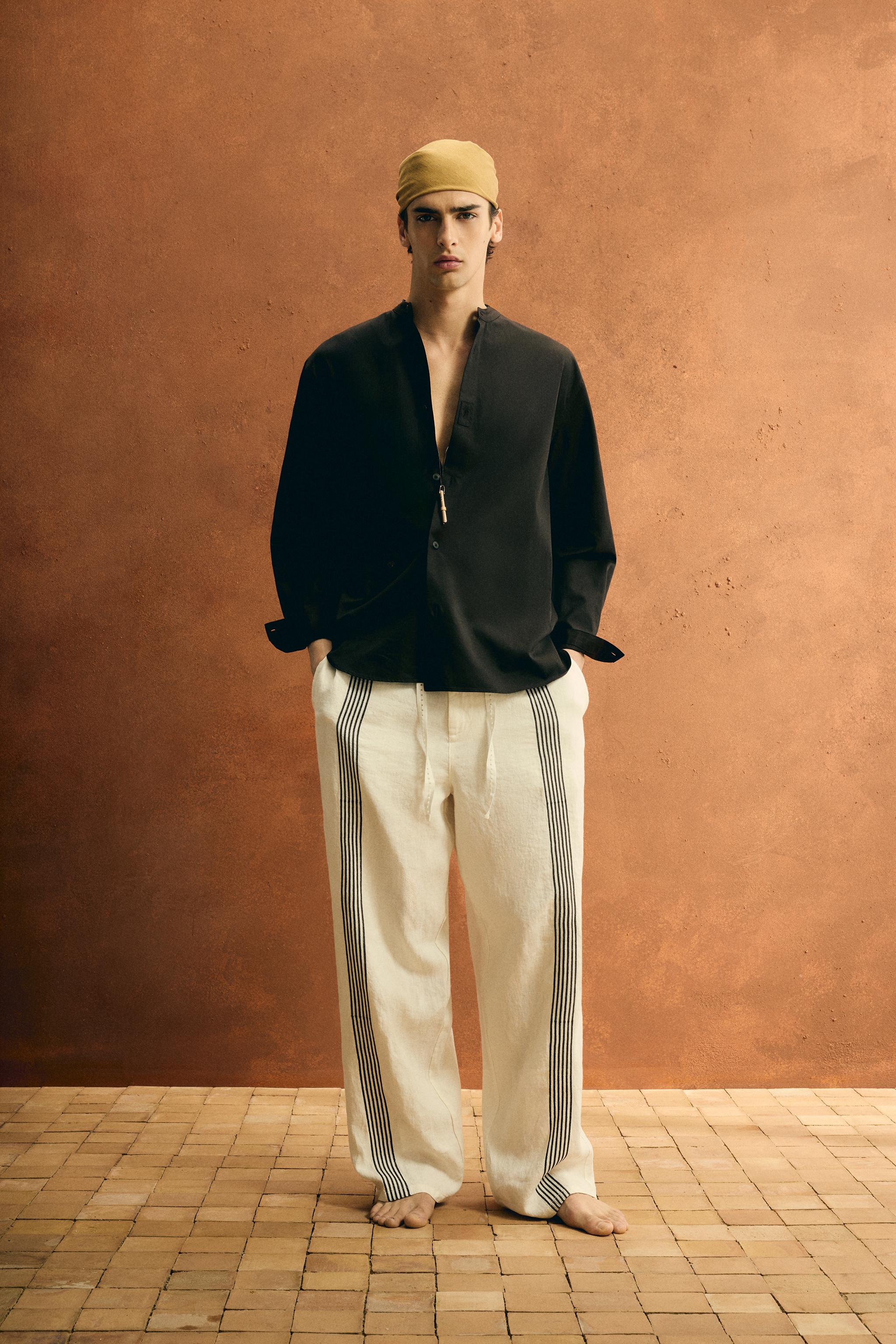 zara ストライプパンツ フレアスラックス