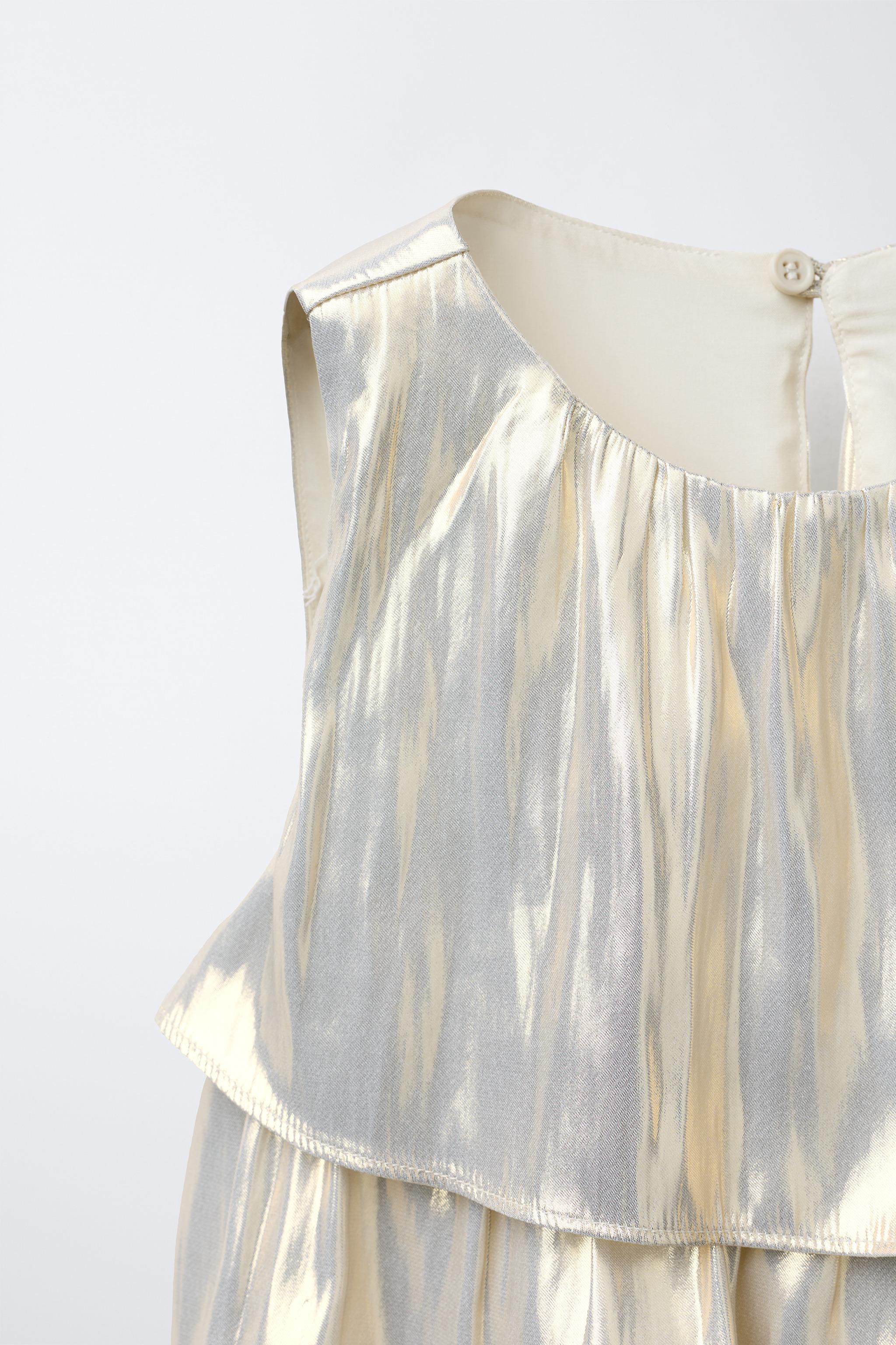 METALLIC EFFECT RUFFLED DRESS