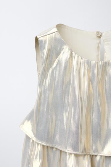 METALLIC EFFECT RUFFLE DRESS - Golden by Zara - Image 2