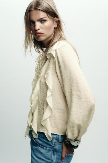 ROMANTIC RUFFLED BLOUSE - Butter by Zara - Image 3