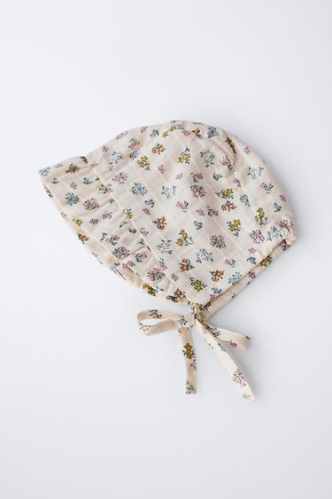 TEXTURED FLORAL BONNET WITH RUFFLES - Mid-ecru by Zara - Image 2
