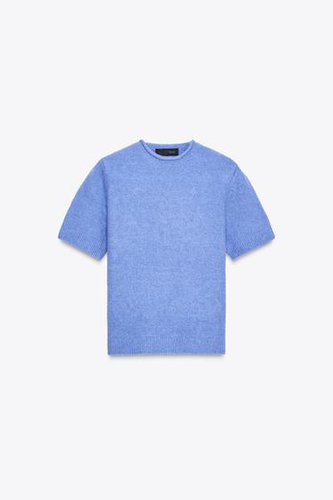SHORT SLEEVE KNIT SWEATER - Blue by Zara