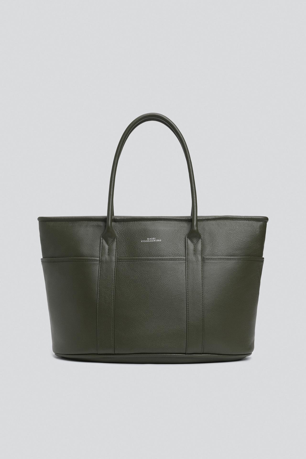 LEATHER SHOPPER BAG — Green