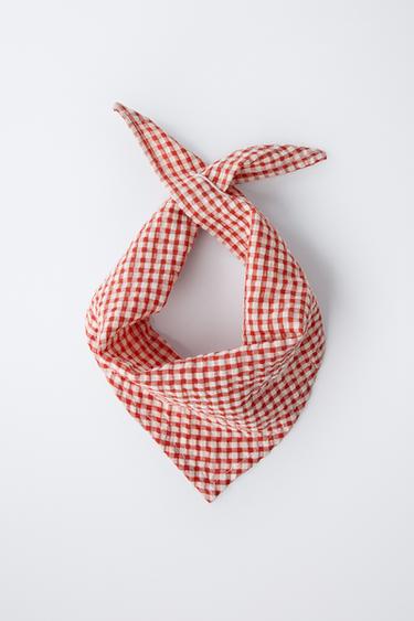 GINGHAM CHECKED BANDANA - Ecru / Red by Zara - Image 3