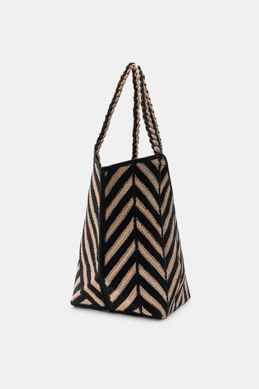 SAC À RAYURES EN 100% JUTE - Marron clair de Zara - Image 3