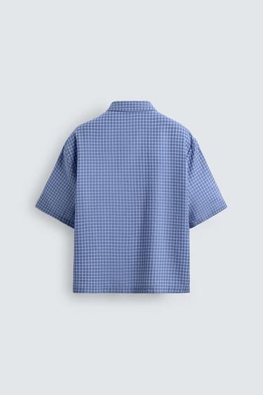 BOXY FIT CHECK SHIRT - Blue by Zara - Image 7