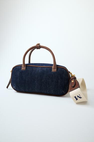 Zara MINI DENIM BOWLING BAG - Denim Blue