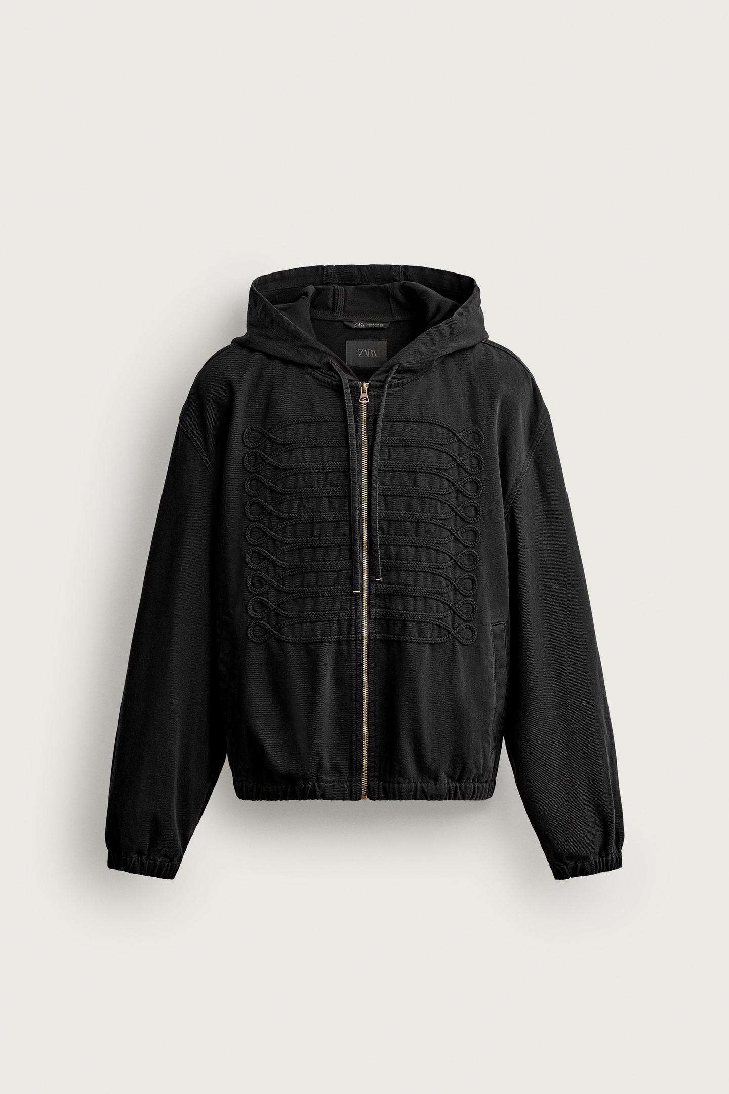 Мужская куртка Zara Hooded Frog Fastening, цвет: Чёрный — фото 7