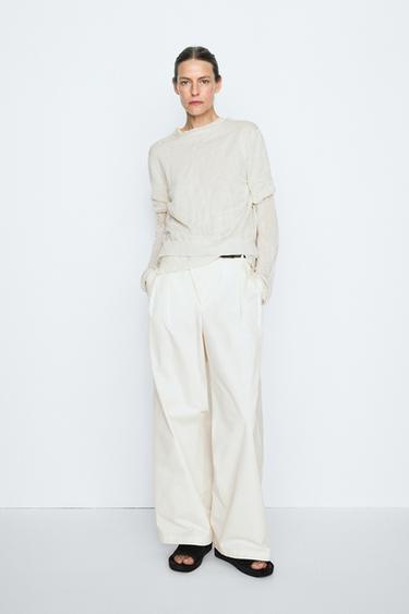 Zara Short sleeve fine knit sweater - STUDIO - Aged silver - Image 0