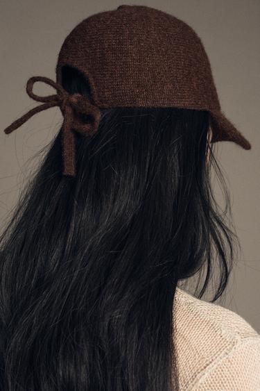 Zara KNIT BOW CAP - Brown