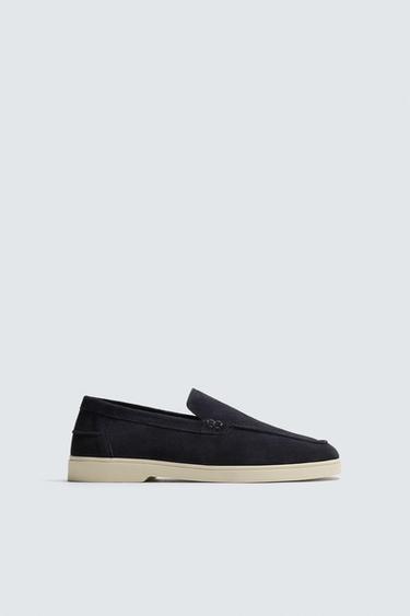 Zara CASUAL LEATHER LOAFERS - Blue