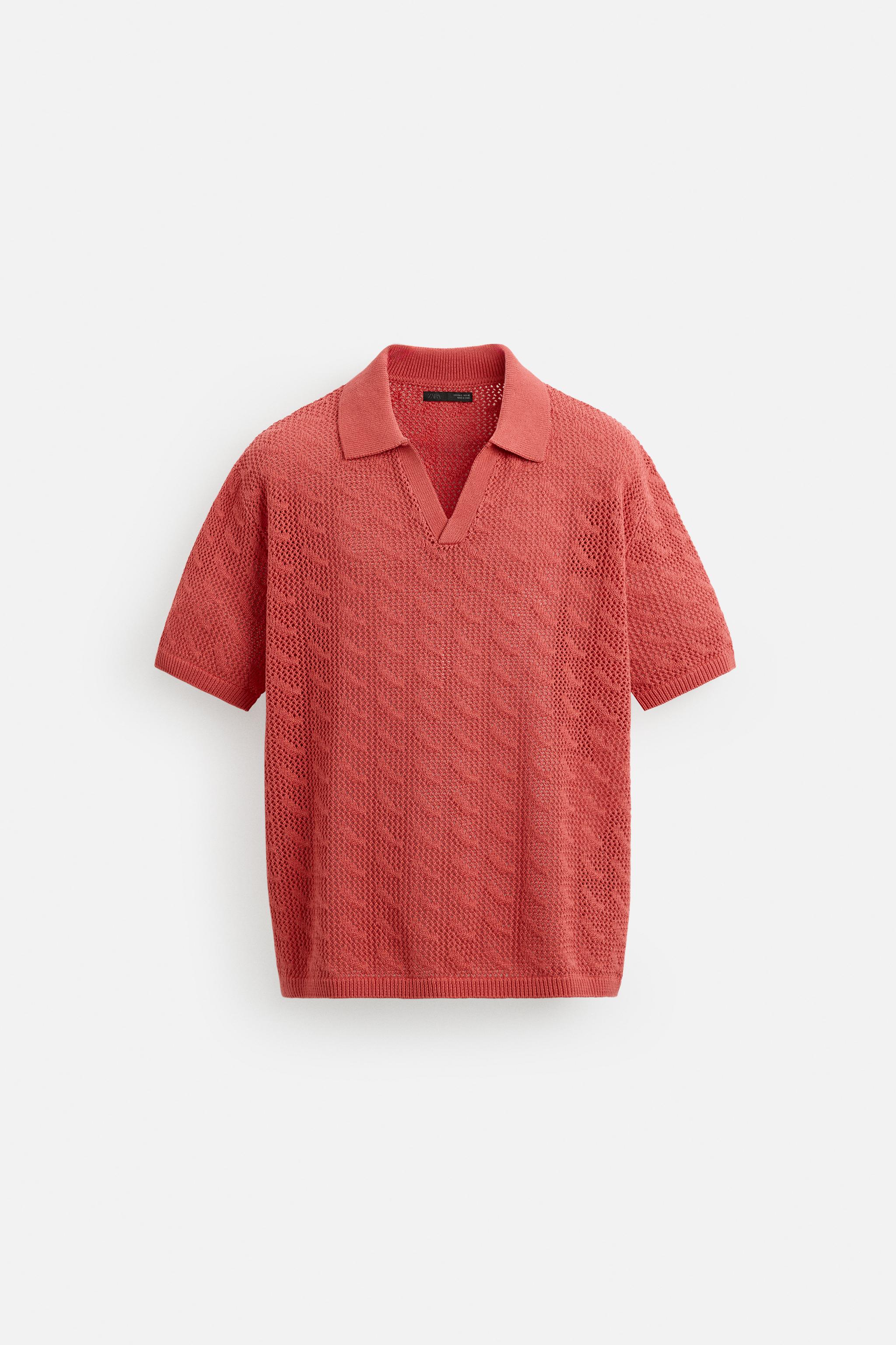 安心★関税込み★ZARA★LACE KNIT POLO SHIRT OPEN STITCH KNIT POLO SHIRT - Red | ZARA United States