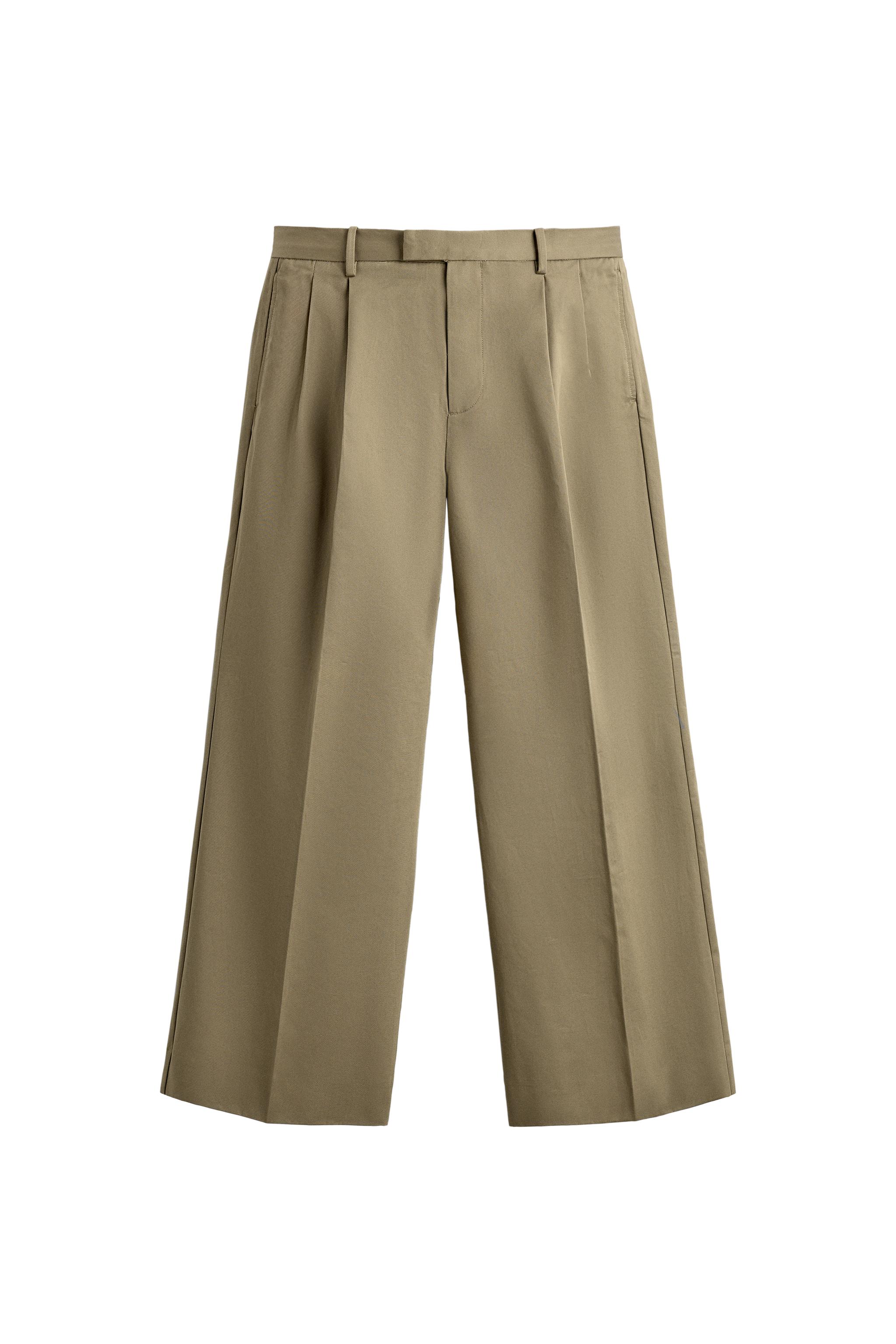 WIDE-LEG PLEATED TROUSERS