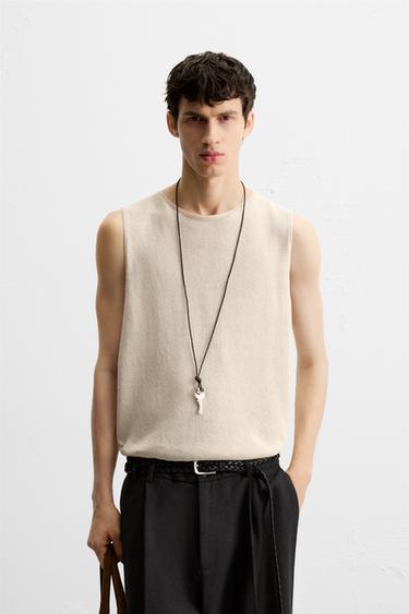 CAMISOLA MALHA TANK RELAX FIT - Bege-claro da Zara