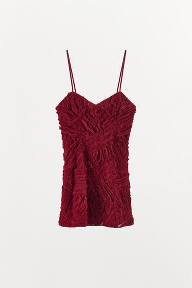 Zara LIMITED EDITION SHORT RELIEF DRESS - Red - Image 0