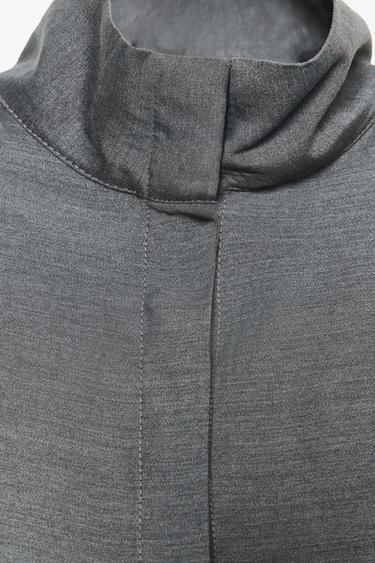 Zara FLOWY HIGH NECK SHIRT - Gray