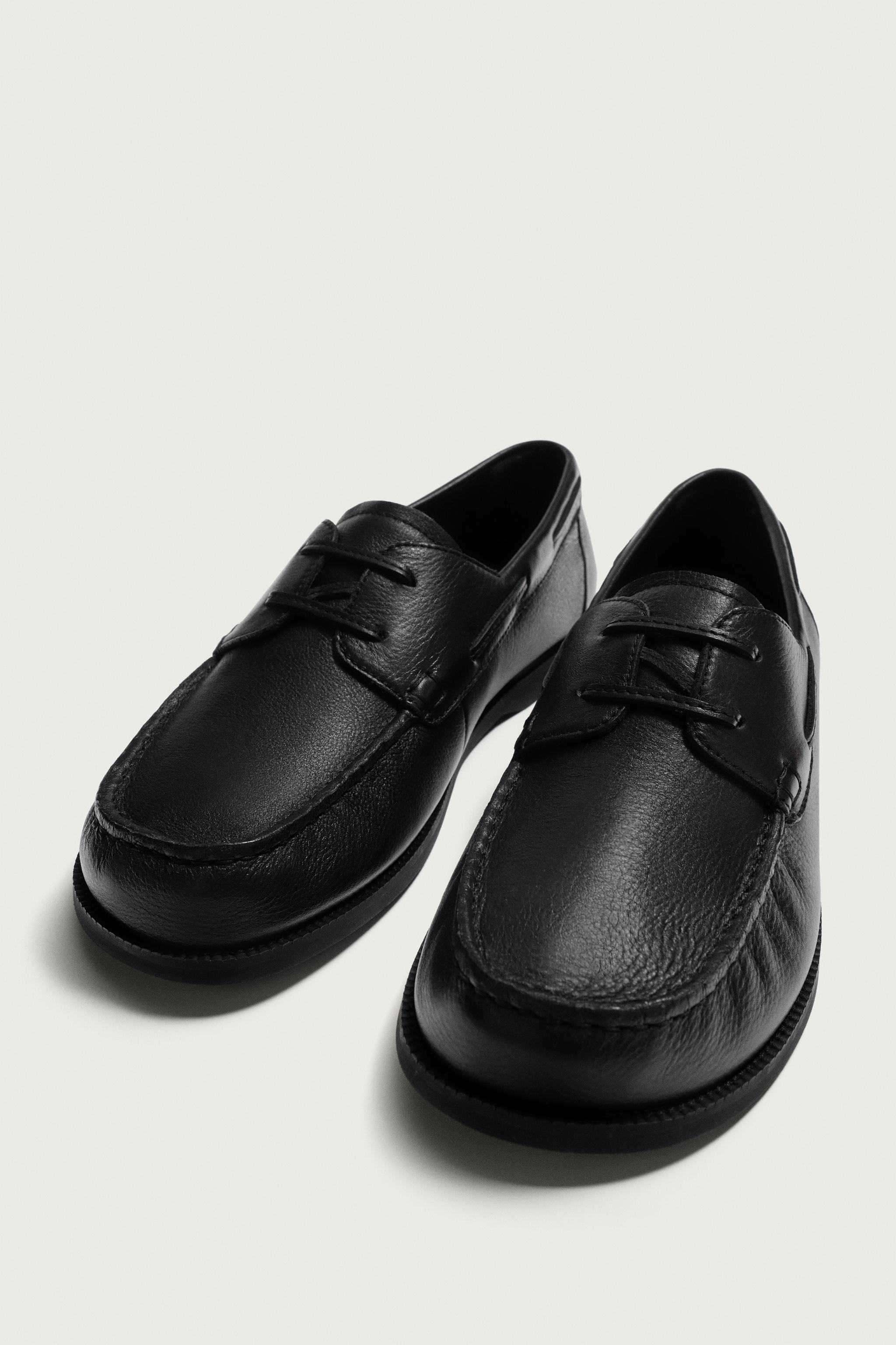 レザーデッキシューズ - ブラック | ZARA Japan / 日本