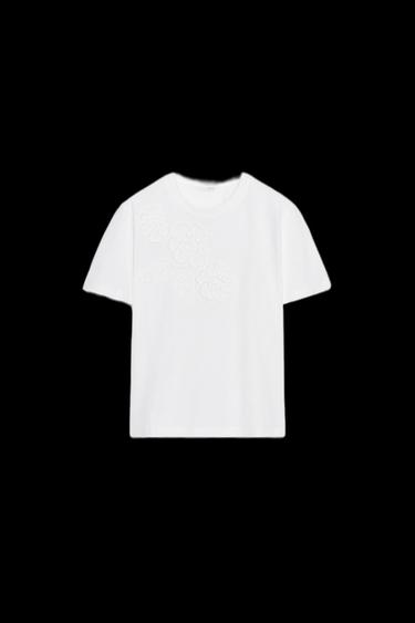 Zara FLORAL T-SHIRT - White - Image 0