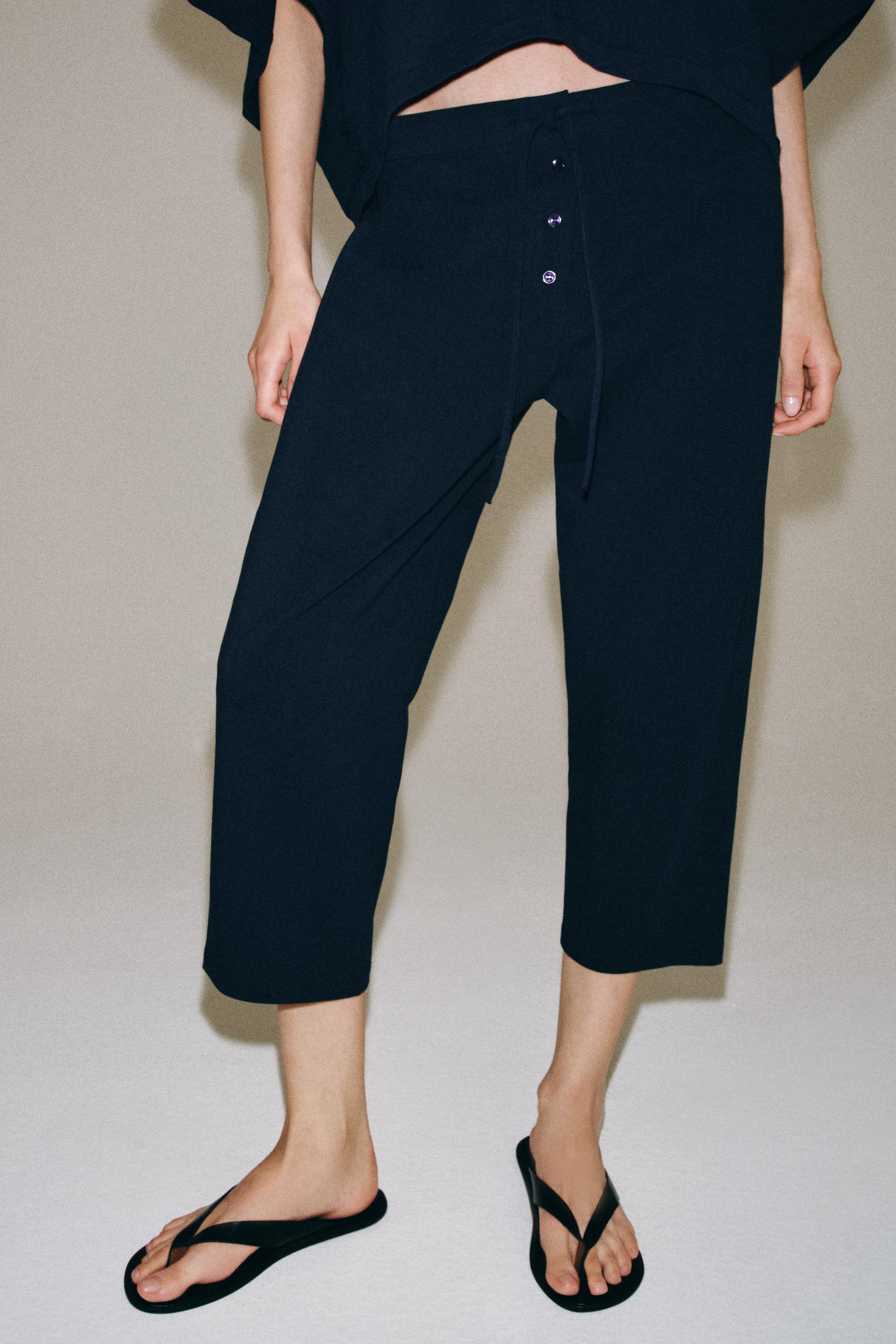 INTERLOCK TAPERED PANTS - Navy blue | ZARA Canada