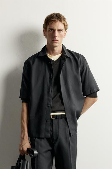 Zara RELAXED FIT FLUID SHIRT - Black