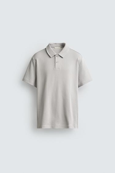 ÁO POLO VẢI DỆT WAFFLE - Màu xám ngọc trai từ Zara