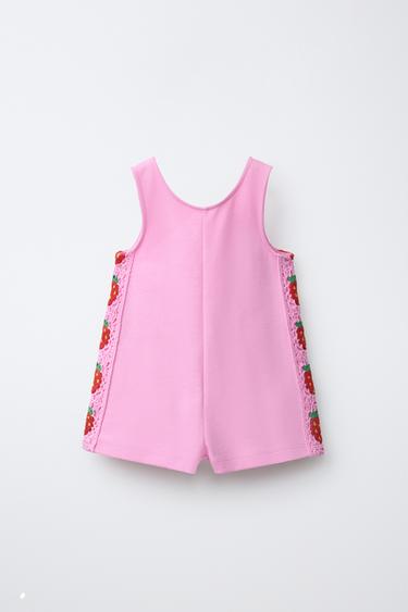 CROCHET KNIT FLORAL PLAYSUIT - Pink by Zara