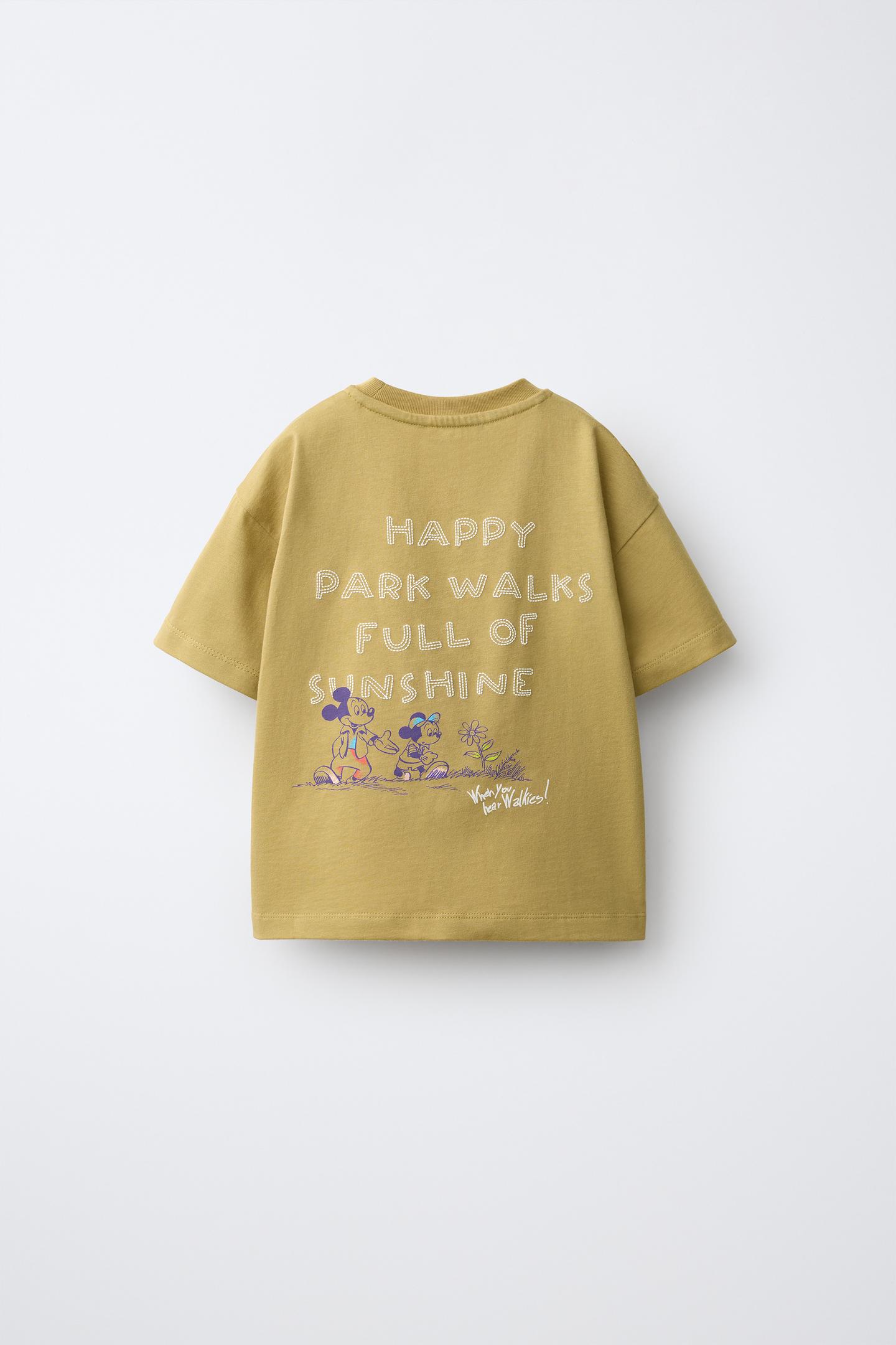 Детская футболка Zara Mickey Mouse © Disney Embroidered, цвет: Оливковый зелёный — фото 2