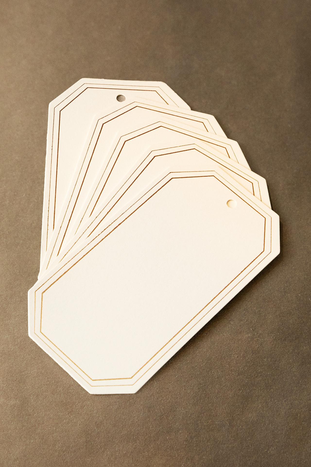 CHRISTMAS PAPER GIFT TAGS WITH GOLD EDGES (PACK OF 20) — White