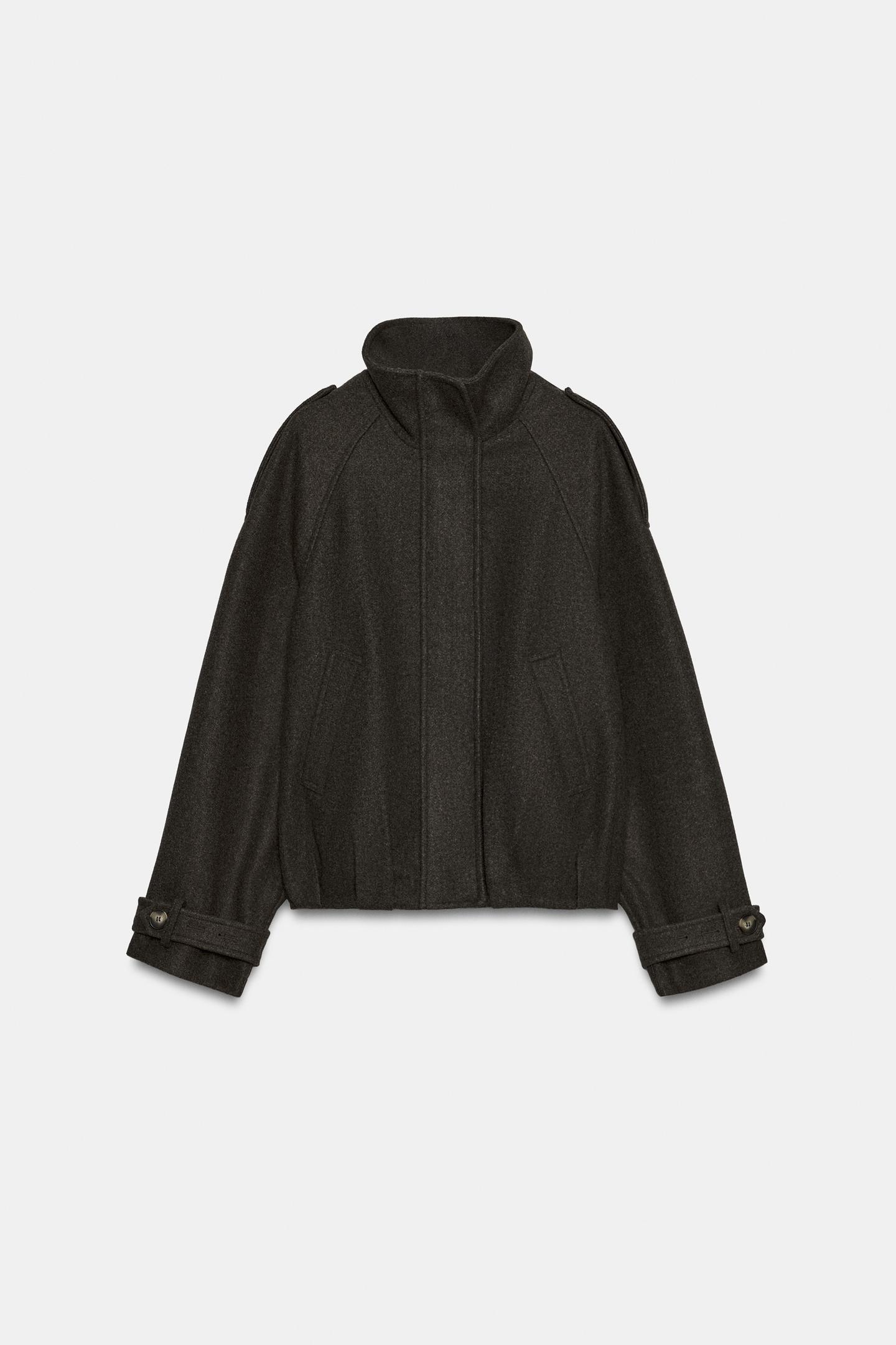 Женская куртка Zara Bomber Jacket with Tab Details, цвет: Коричневый меланжевый — фото 6