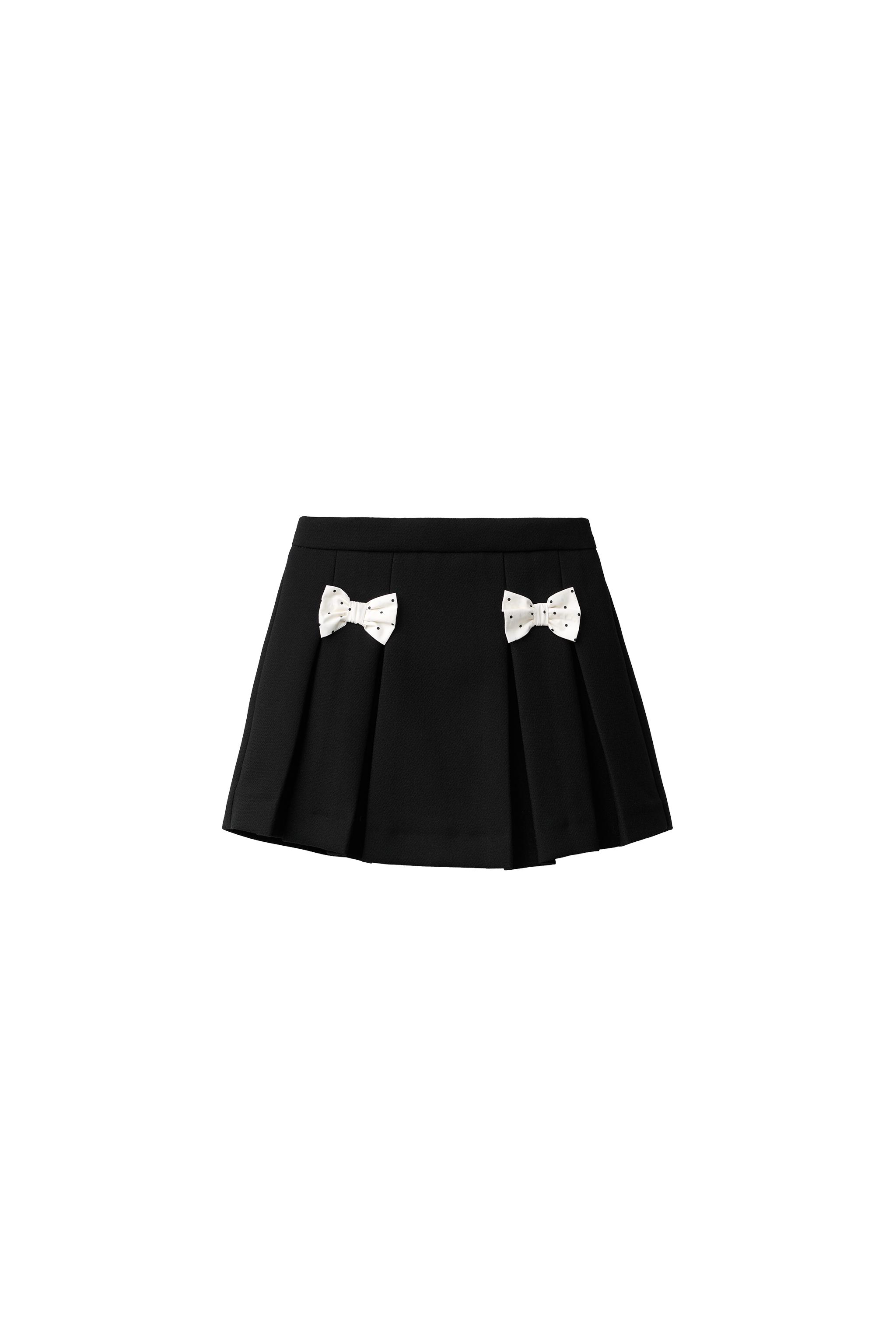 ドットプリント リボン バミューダスコート - ブラック | ZARA Japan