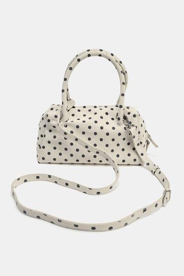 PRINTED SPLIT SUEDE BOWLING BAG - Ecru by Zara - Image 3