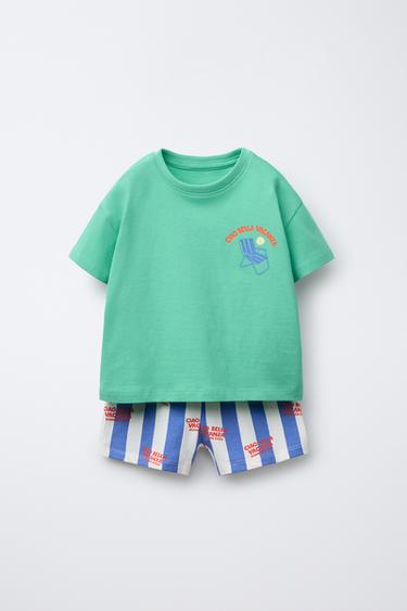 2-6 ANOS/ PIJAMA CAMISETA E BERMUDA PRAIA - Verde da Zara