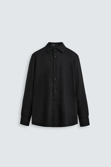 100% LINEN SHIRT - Black by Zara
