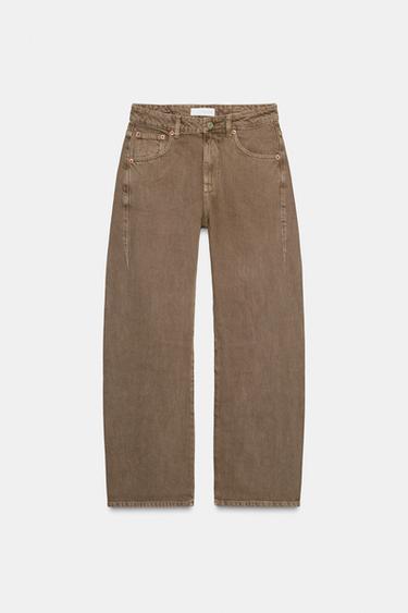 JEANS TRF FULL LENGTH CINTURA MÉDIA - Marrom / Toupeira da Zara