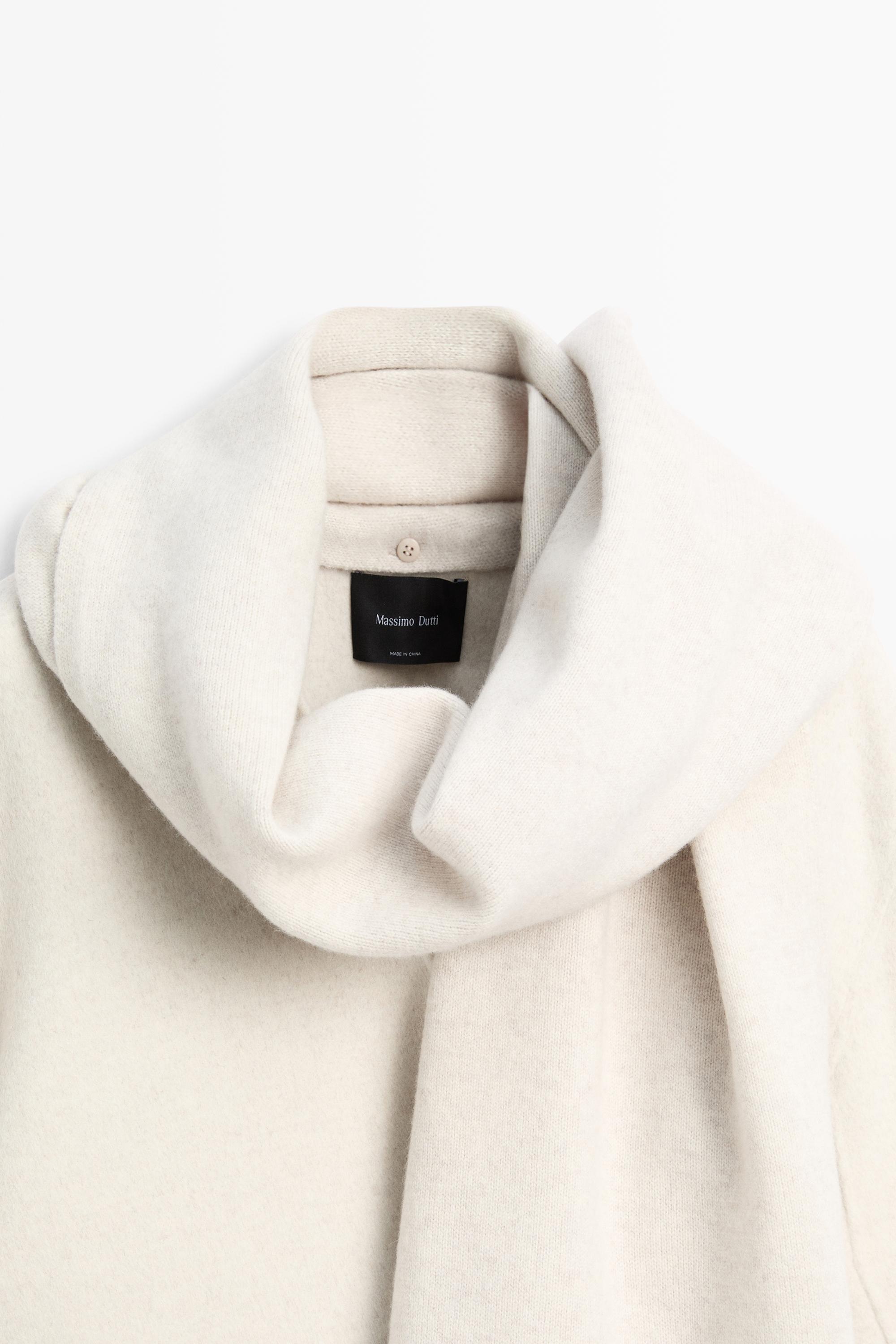 Wool-blend coat with scarf detail