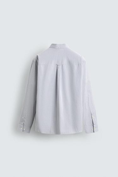 CHEMISE EN POPELINE À CARREAUX - Bleu ciel de Zara - Image 7