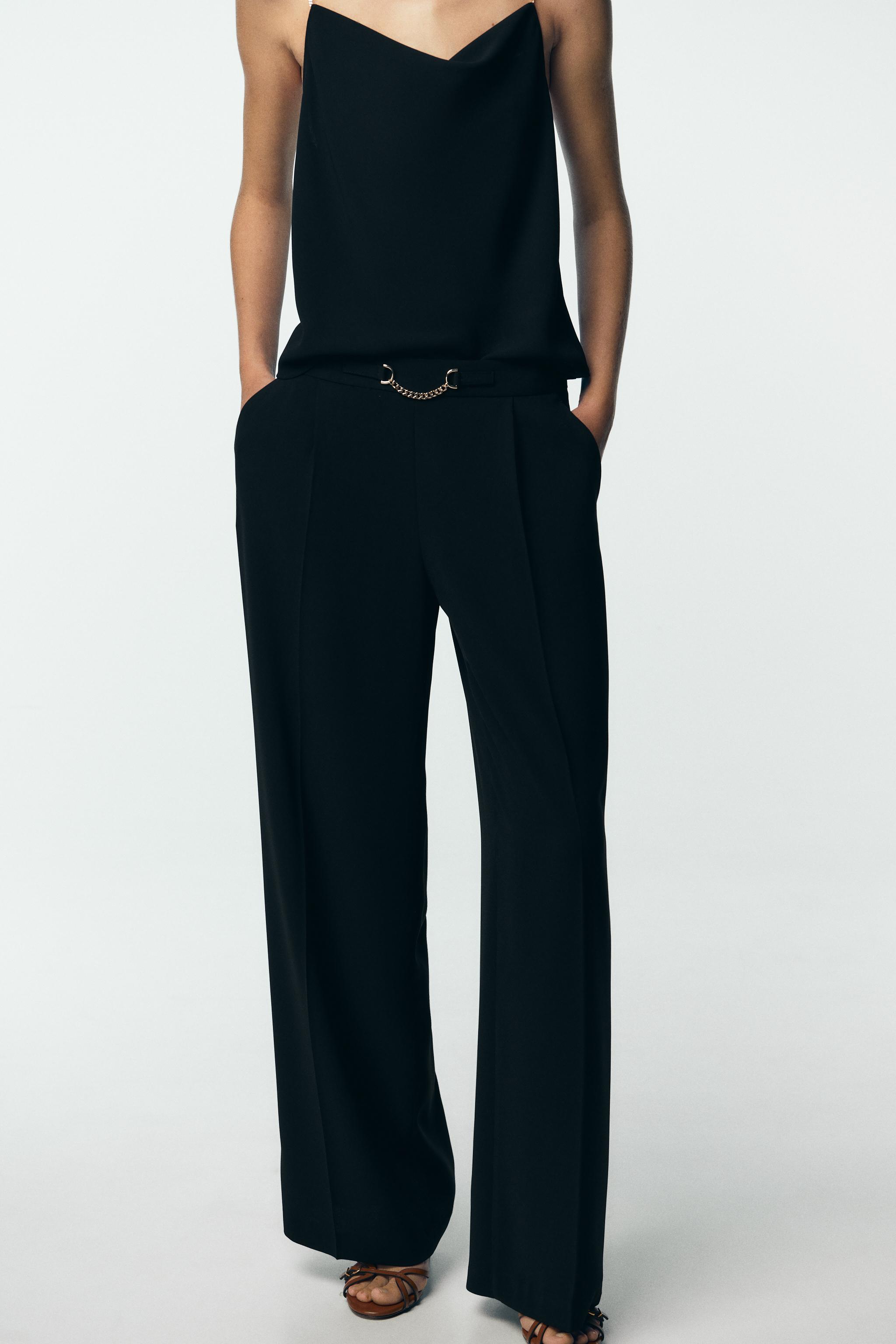 CHAIN WIDE LEG PANTS - Black | ZARA United States