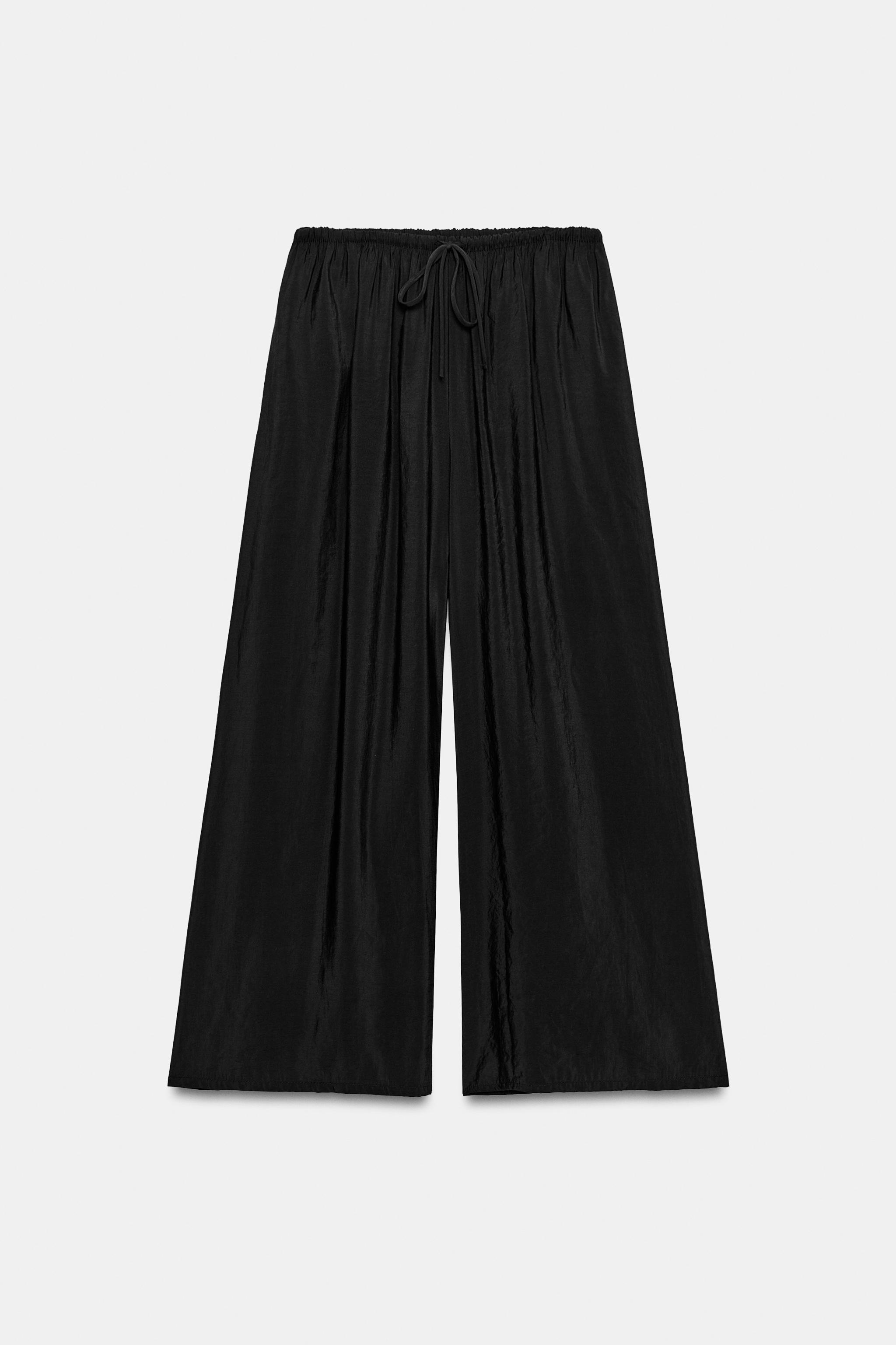 Женские брюки Zara FLOWY DRAWSTRING PALAZZO PANTS — фото 6