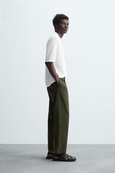 LIGHTWEIGHT RELAXED FIT TROUSERS - Green by Zara - Image 3