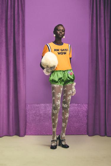 T-SHIRT RIB CONTRASTE TEXTO HARRY LAMBERT FOR ZARA X DISNEY - Laranja da Zara