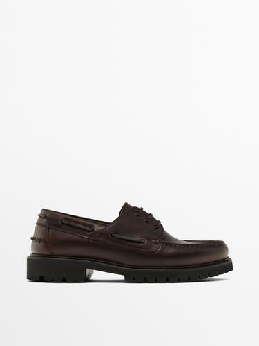 Mocassins nappa semelle crantée - Marron de Zara