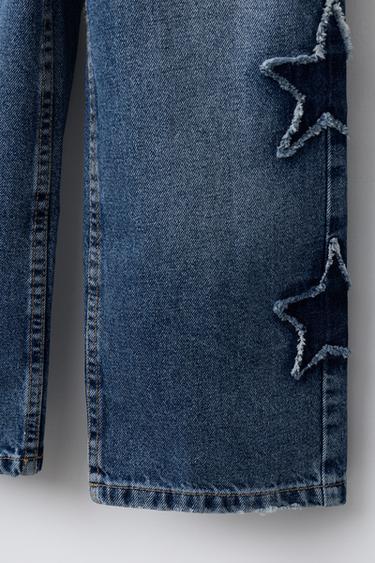 WIDE-LEG JEANS WITH STAR PATCHES - Blue by Zara - Image 2