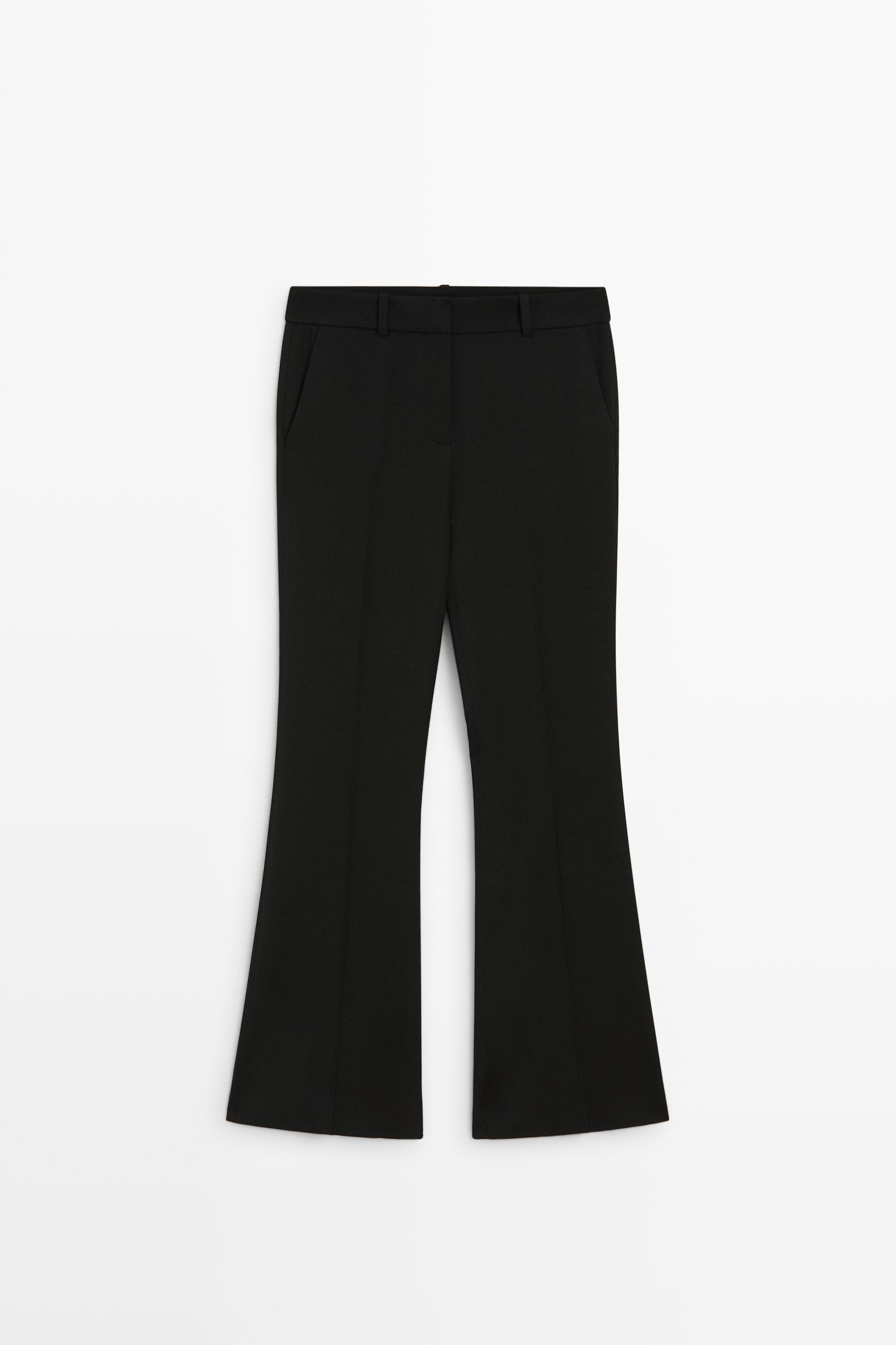 Stretch flare-fit wool-blend pants