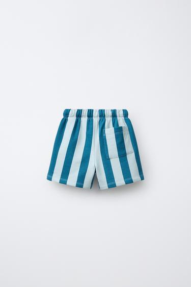 STRIPED PLUSH BERMUDA SHORTS - Blue by Zara - Image 1