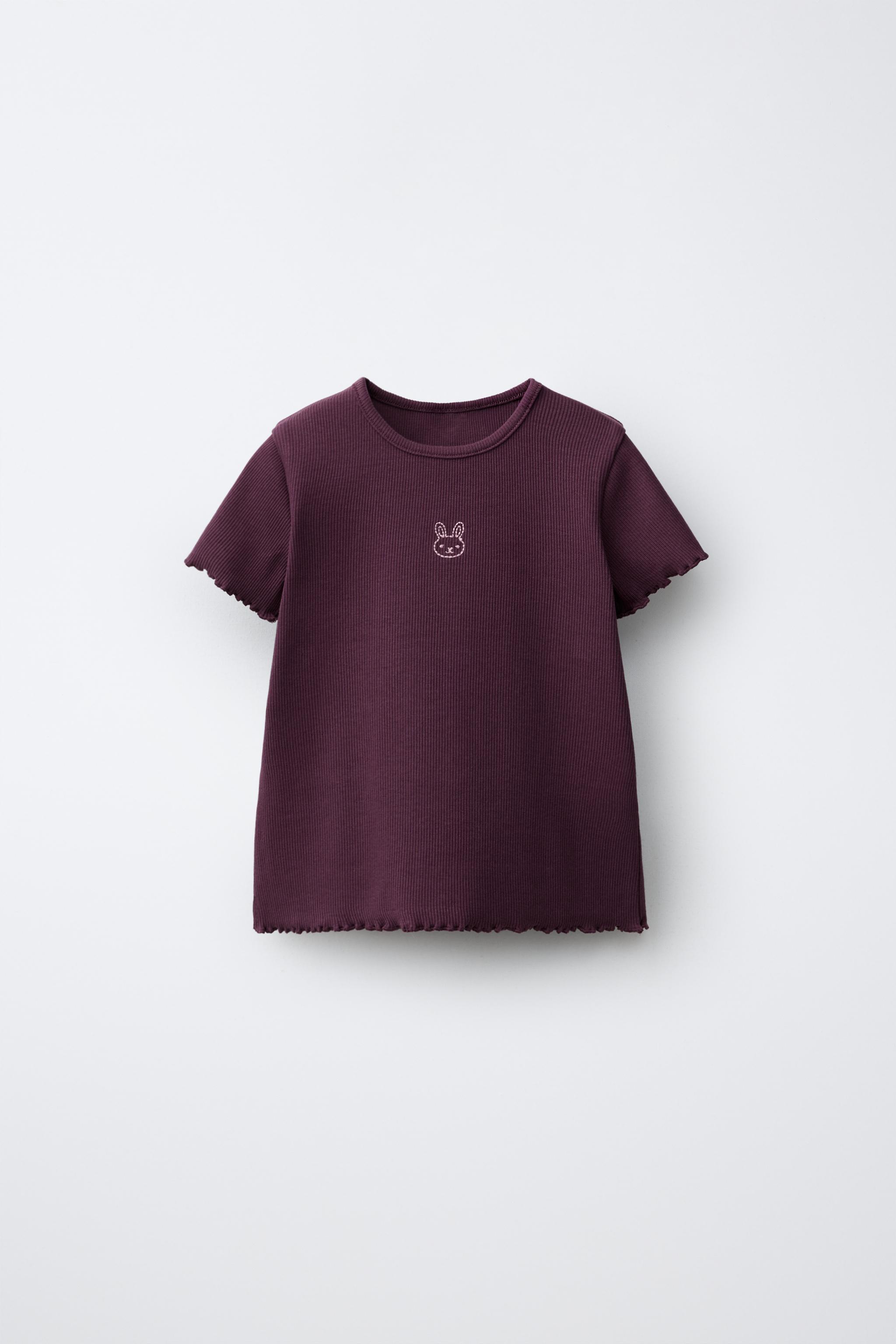 Детские футболки Zara EMBROIDERED RABBIT RIB T-SHIRT